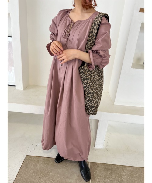 JUMELLE（ジュメロ）の「【低身長~高身長】ドロストバルーンＯＰ（ワンピース・レディース・ピンク・FREE）」の5枚目の写真