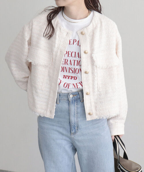 fredy emue(フレディエミュ)の「ツィードノーカラージャケット(ノーカラージャケット・レディース・ブルー/アイボリー/ブラック・38)」の17枚目の写真