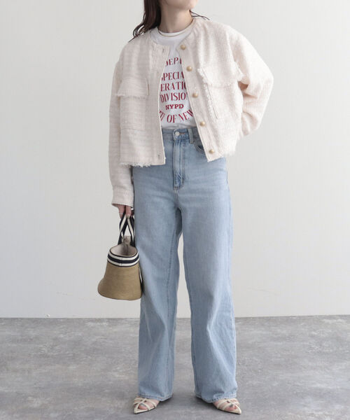 fredy emue(フレディエミュ)の「ツィードノーカラージャケット(ノーカラージャケット・レディース・ブルー/アイボリー/ブラック・38)」の14枚目の写真