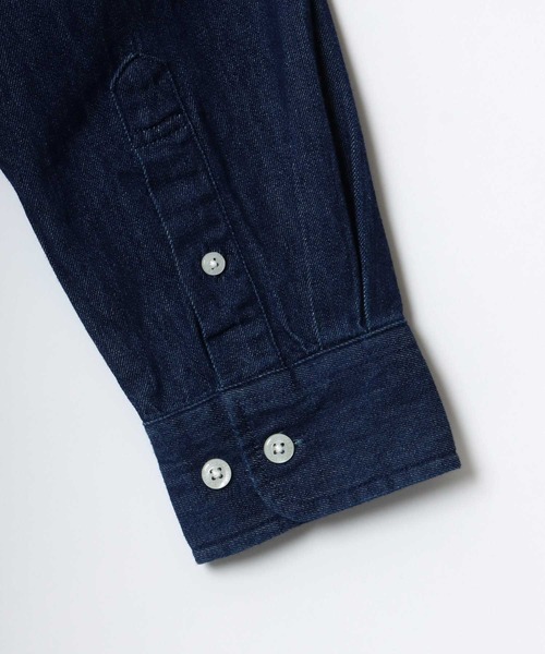 BEVERLY HILLS POLO CLUB（ビバリーヒルズポロクラブ）の「BEVERLY HILLS POLO CLUB/ビバリーヒルズポロクラブ オーバーサイズ コットン ツイル デニム ワンポイント刺繍 バンドカラーシャツ（シャツ/ブラウス・メンズ・ライトインディゴブルー/スミクロ/インディゴブルー/ホワイト・M/L/LL）」の9枚目の写真