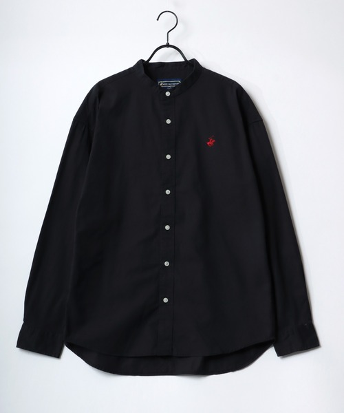 BEVERLY HILLS POLO CLUB（ビバリーヒルズポロクラブ）の「BEVERLY HILLS POLO CLUB/ビバリーヒルズポロクラブ オーバーサイズ コットン ツイル デニム ワンポイント刺繍 バンドカラーシャツ（シャツ/ブラウス・メンズ・ライトインディゴブルー/スミクロ/インディゴブルー/ホワイト・M/L/LL）」の8枚目の写真