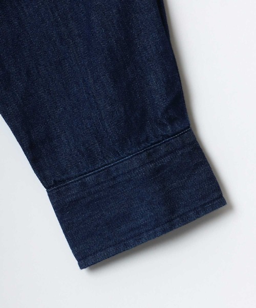 BEVERLY HILLS POLO CLUB（ビバリーヒルズポロクラブ）の「BEVERLY HILLS POLO CLUB/ビバリーヒルズポロクラブ オーバーサイズ コットン ツイル デニム ワンポイント刺繍 バンドカラーシャツ（シャツ/ブラウス・メンズ・ライトインディゴブルー/スミクロ/インディゴブルー/ホワイト・M/L/LL）」の13枚目の写真