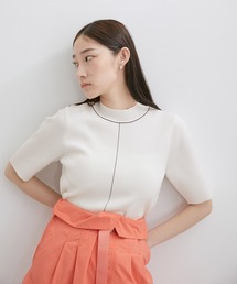 ADAM ET ROPE' | 【サステナブル】バイカラーハーフスリーブニット(ニット/セーター)