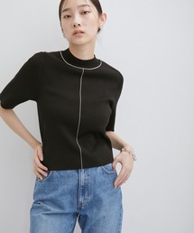 ADAM ET ROPE' | 【サステナブル】バイカラーハーフスリーブニット(ニット/セーター)