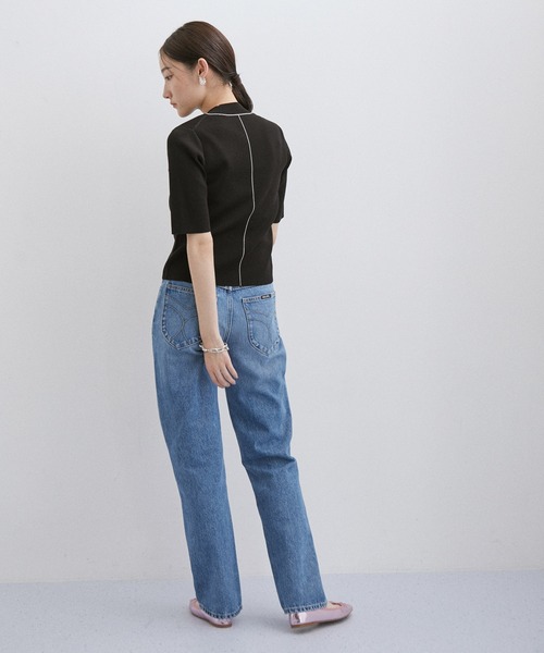 ADAM ET ROPE'（アダムエロペ）の「【サステナブル】バイカラーハーフスリーブニット（ニット/セーター・レディース・グレー/ホワイト系その他/ブラック系その他・FREE）」の5枚目の写真