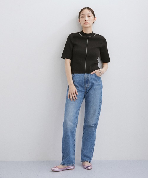 ADAM ET ROPE'（アダムエロペ）の「【サステナブル】バイカラーハーフスリーブニット（ニット/セーター・レディース・グレー/ホワイト系その他/ブラック系その他・FREE）」の19枚目の写真