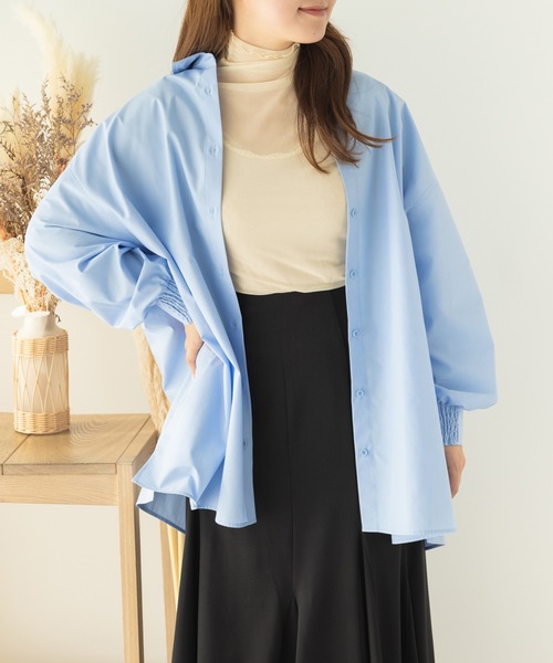 SLURR（スラ―）の「ビックシルエットシャツ（シャツ/ブラウス・レディース・サックスブルー系3/オフホワイト/ピンク系その他/サックスブルー・FREE）」の3枚目の写真