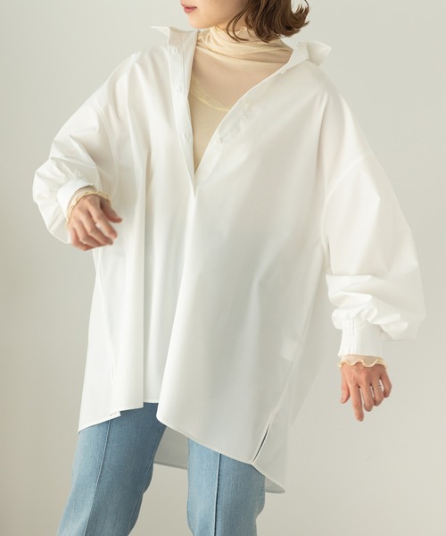 SLURR（スラ―）の「ビックシルエットシャツ（シャツ/ブラウス・レディース・サックスブルー系3/オフホワイト/ピンク系その他/サックスブルー・FREE）」の5枚目の写真