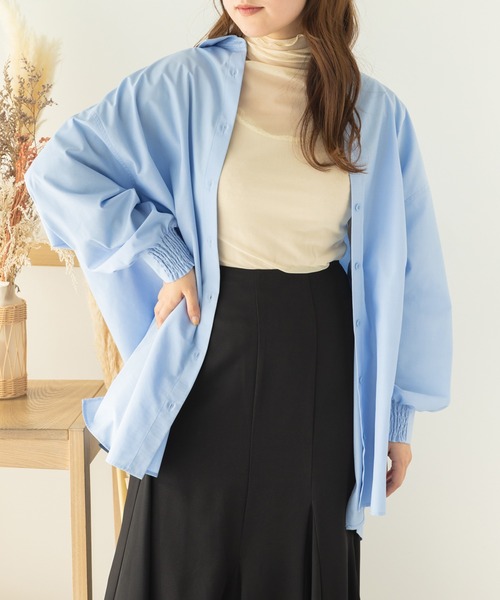 SLURR（スラ―）の「ビックシルエットシャツ（シャツ/ブラウス・レディース・サックスブルー系3/オフホワイト/ピンク系その他/サックスブルー・FREE）」の14枚目の写真