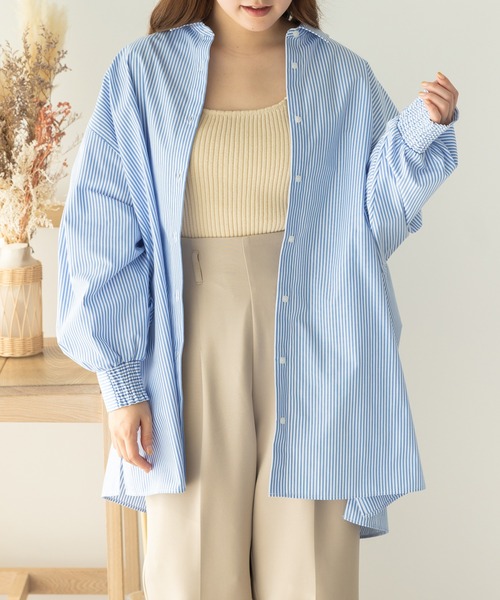 SLURR（スラ―）の「ビックシルエットシャツ（シャツ/ブラウス・レディース・サックスブルー系3/オフホワイト/ピンク系その他/サックスブルー・FREE）」の18枚目の写真