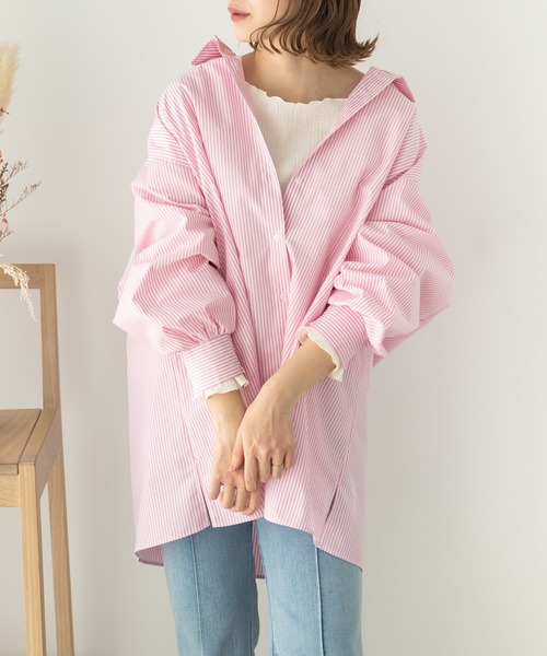 SLURR（スラ―）の「ビックシルエットシャツ（シャツ/ブラウス・レディース・サックスブルー系3/オフホワイト/ピンク系その他/サックスブルー・FREE）」の21枚目の写真