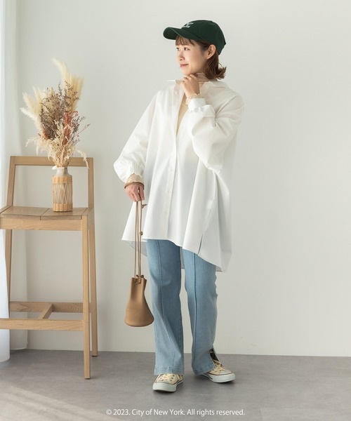 SLURR（スラ―）の「ビックシルエットシャツ（シャツ/ブラウス・レディース・サックスブルー系3/オフホワイト/ピンク系その他/サックスブルー・FREE）」の11枚目の写真