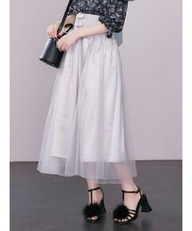 ダブルベルトチュールスカート