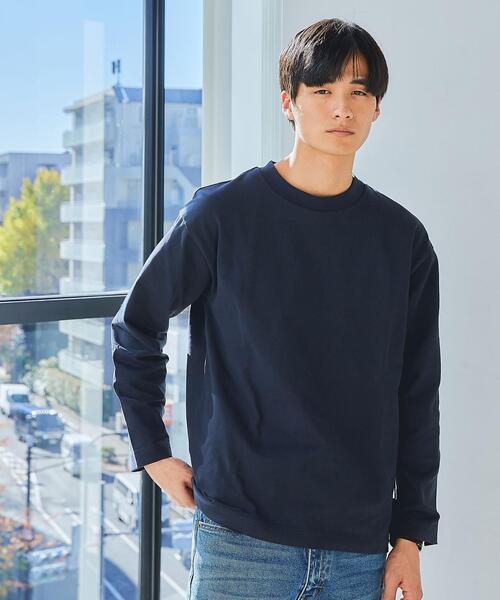 green label relaxing（グリーンレーベルリラクシング）の「GIZA クルーネック ロングスリーブ カットソー（Tシャツ/カットソー・メンズ・ネイビー/オレンジ/ホワイト/ライトブルー・S/L/XL/M）」の3枚目の写真