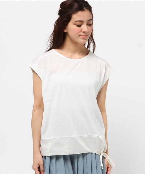 OUTLET(アウトレット)の「【CIAOPANIC TYPY】異素材リボンTシャツ(Tシャツ/カットソー・レディース・ホワイト・FREE)」の2枚目の写真