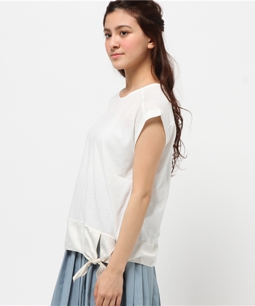 OUTLET(アウトレット)の「【CIAOPANIC TYPY】異素材リボンTシャツ(Tシャツ/カットソー・レディース・ホワイト・FREE)」の3枚目の写真
