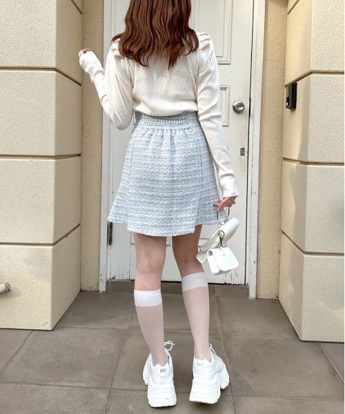 OLIVE des OLIVE（オリーブデオリーブ）の「白衿リボンプルオーバー（Tシャツ/カットソー・レディース・ブラック/オフホワイト/サックスブルー・FREE）」の6枚目の写真