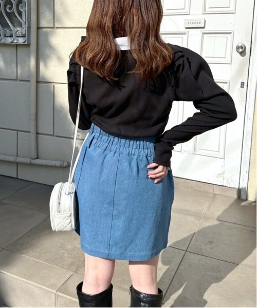 OLIVE des OLIVE（オリーブデオリーブ）の「白衿リボンプルオーバー（Tシャツ/カットソー・レディース・ブラック/オフホワイト/サックスブルー・FREE）」の15枚目の写真