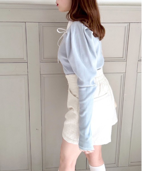 OLIVE des OLIVE（オリーブデオリーブ）の「白衿リボンプルオーバー（Tシャツ/カットソー・レディース・ブラック/オフホワイト/サックスブルー・FREE）」の20枚目の写真