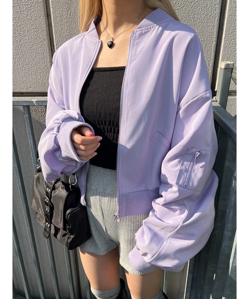 PHILLY（フィリー）の「ショートライトMA-1（MA-1・レディース・ブラック/アイボリー/ライトパープル・FREE）」の3枚目の写真