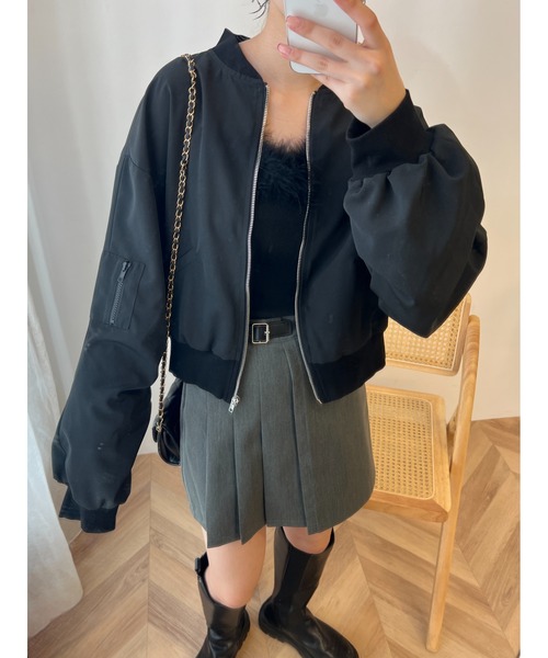 PHILLY（フィリー）の「ショートライトMA-1（MA-1・レディース・ブラック/アイボリー/ライトパープル・FREE）」の2枚目の写真