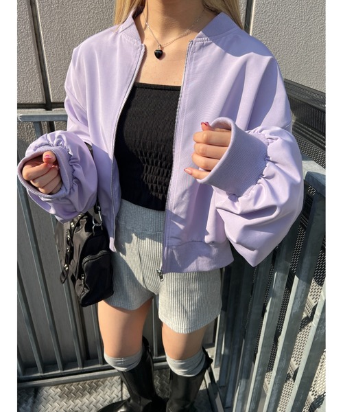 PHILLY（フィリー）の「ショートライトMA-1（MA-1・レディース・ブラック/アイボリー/ライトパープル・FREE）」の14枚目の写真