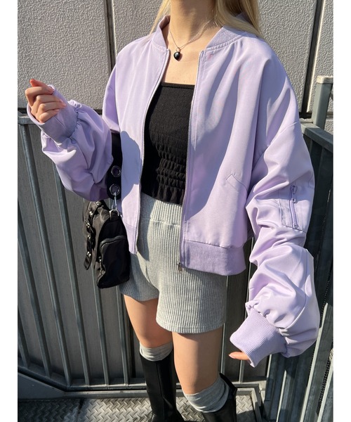 PHILLY（フィリー）の「ショートライトMA-1（MA-1・レディース・ブラック/アイボリー/ライトパープル・FREE）」の8枚目の写真