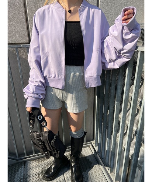 PHILLY（フィリー）の「ショートライトMA-1（MA-1・レディース・ブラック/アイボリー/ライトパープル・FREE）」の11枚目の写真