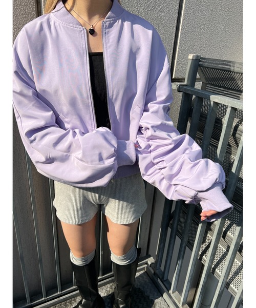 PHILLY（フィリー）の「ショートライトMA-1（MA-1・レディース・ブラック/アイボリー/ライトパープル・FREE）」の17枚目の写真