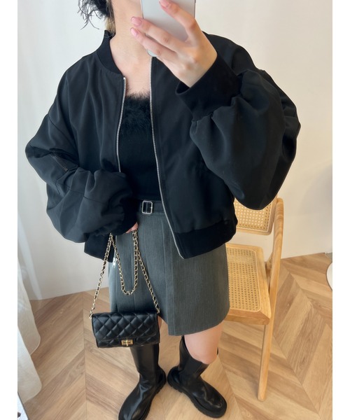 PHILLY（フィリー）の「ショートライトMA-1（MA-1・レディース・ブラック/アイボリー/ライトパープル・FREE）」の19枚目の写真