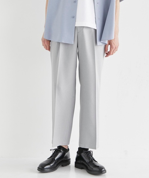 CITY TOKYO（シティトウキョウ）の「リネンライクワンタックストレートパンツ（スラックス・メンズ・ブラック/グレイッシュベージュ/ライトグレー・2/1）」の3枚目の写真