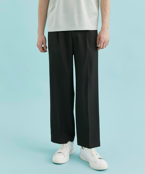 CITY TOKYO（シティトウキョウ）の「リネンライクワンタックストレートパンツ（スラックス・メンズ・ブラック/グレイッシュベージュ/ライトグレー・2/1）」の4枚目の写真