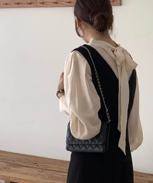 Dalfwin | 2023SS 春新作　韓国ファッション ブラウス レディース　バックリボンヴィンテージサテンブラウス リボン パフスリーブ トップス　2023SS シアー(シャツ/ブラウス)