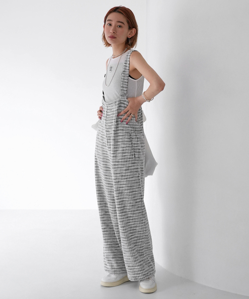 SLOBE citron.(スローブシトロン)の「SLOBE citron.TWEED ジョガーサロペット(サロペット/オーバーオール・レディース・イエロー/ブラック・FREE)」の3枚目の写真