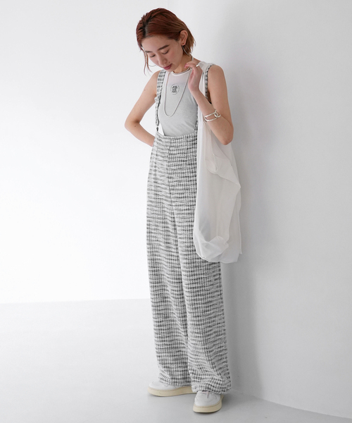 SLOBE citron.(スローブシトロン)の「SLOBE citron.TWEED ジョガーサロペット(サロペット/オーバーオール・レディース・イエロー/ブラック・FREE)」の4枚目の写真