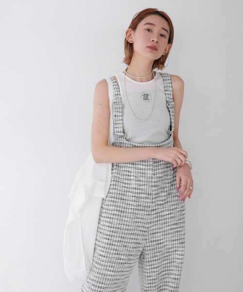 SLOBE citron.(スローブシトロン)の「SLOBE citron.TWEED ジョガーサロペット(サロペット/オーバーオール・レディース・イエロー/ブラック・FREE)」の6枚目の写真