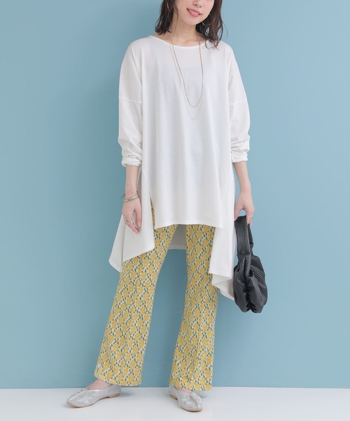 osharewalker（オシャレウォーカー）の「『カットソージャカードフレアパンツ』（その他パンツ・レディース・ブラック/イエロー・1/2）」の3枚目の写真