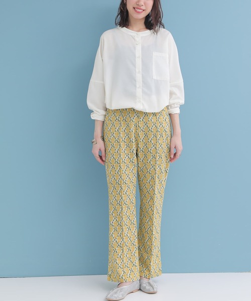 osharewalker（オシャレウォーカー）の「『カットソージャカードフレアパンツ』（その他パンツ・レディース・ブラック/イエロー・1/2）」の7枚目の写真