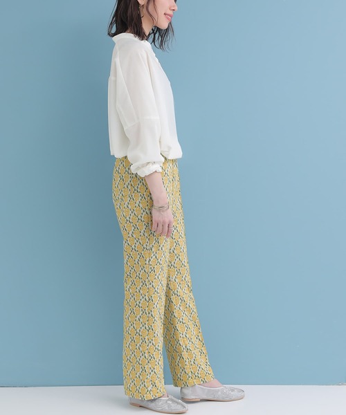 osharewalker（オシャレウォーカー）の「『カットソージャカードフレアパンツ』（その他パンツ・レディース・ブラック/イエロー・1/2）」の8枚目の写真