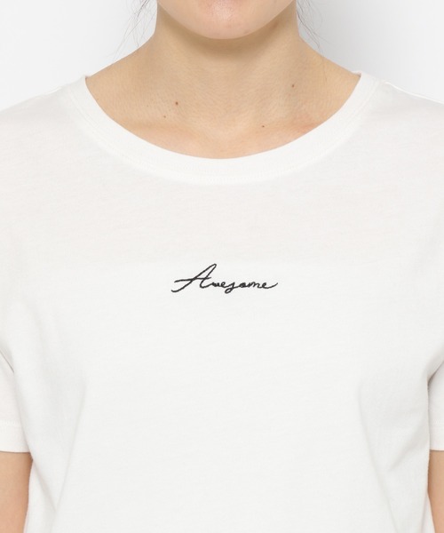 mysty woman（ミスティウーマン）の「刺繍ロゴレギュラーT 197364（Tシャツ/カットソー・レディース・オフホワイト/チャコールグレー/ライトグリーン・FREE）」の15枚目の写真