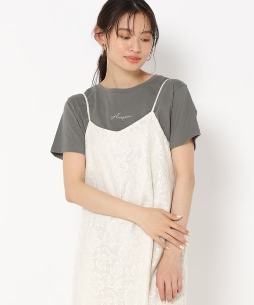 mysty woman（ミスティウーマン）の「刺繍ロゴレギュラーT 197364（Tシャツ/カットソー・レディース・オフホワイト/チャコールグレー/ライトグリーン・FREE）」の21枚目の写真