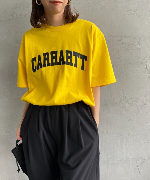 Carhartt WIP（カーハートダブリューアイピー）の「[carhartt WIP/カーハートダブリューアイピー] UNIVERSITY カレッジロゴ ショートスリーブTシャツ（Tシャツ/カットソー・レディース・ブラック/イエロー/ホワイト/グリーン・M/L/XL）」の4枚目の写真