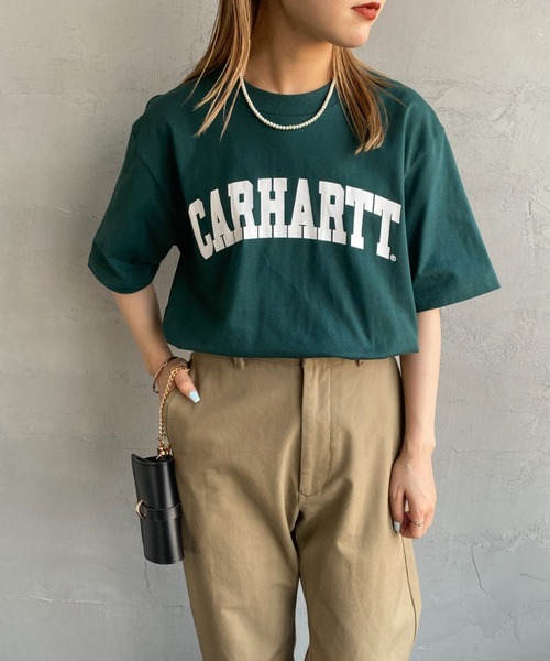 Carhartt WIP（カーハートダブリューアイピー）の「[carhartt WIP/カーハートダブリューアイピー] UNIVERSITY カレッジロゴ ショートスリーブTシャツ（Tシャツ/カットソー・レディース・ブラック/イエロー/ホワイト/グリーン・M/L/XL）」の3枚目の写真