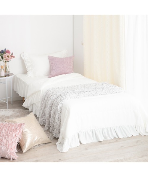 セール】ふわろ 冷感肌掛けふとん フリル セミダブル ホワイト（寝具