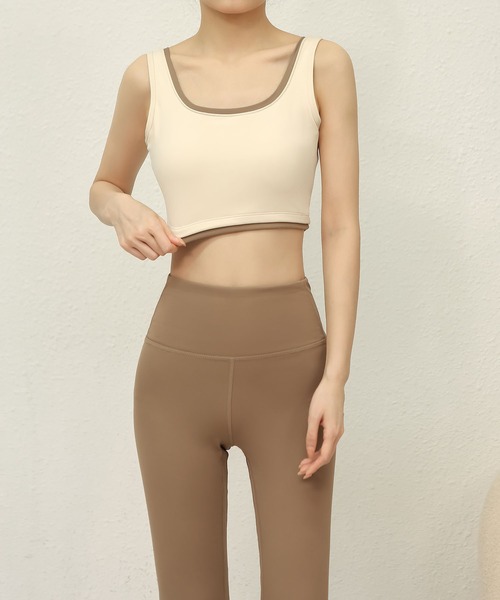 FREE BLUES（フリーブルース）の「バイカラー ヨガフィットネススポーツブラ/パッド付き（スポーツブラ・レディース・ブラック/ブルー/ミント/アイボリー・M）」の10枚目の写真