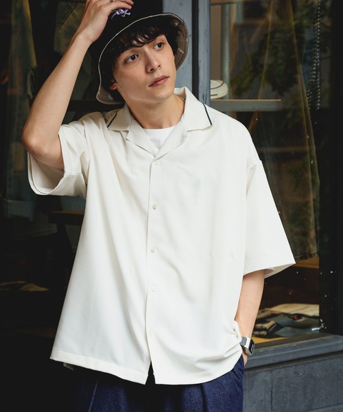 レイジブルー RAGEBLUE 開襟シャツ オープンカラー カジュアル M RAGEBLUE シャツ 「接触冷感」オープンカラーシャツ⁄シャツジャケット