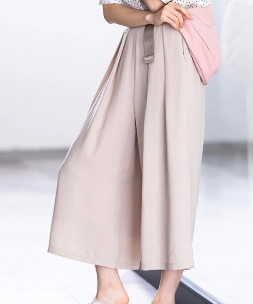 DRESKIP（ドレスキップ）の「◆【接触冷感/低身長〇】楽してキレイ 麻調ガウチョパンツ（その他パンツ・レディース・レモンイエロー/ネイビー/ベージュ/ダークブラウン・03/04/02）」の5枚目の写真