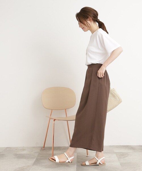 DRESKIP（ドレスキップ）の「◆【接触冷感/低身長〇】楽してキレイ 麻調ガウチョパンツ（その他パンツ・レディース・レモンイエロー/ネイビー/ベージュ/ダークブラウン・03/04/02）」の12枚目の写真