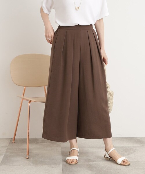 DRESKIP（ドレスキップ）の「◆【接触冷感/低身長〇】楽してキレイ 麻調ガウチョパンツ（その他パンツ・レディース・レモンイエロー/ネイビー/ベージュ/ダークブラウン・03/04/02）」の14枚目の写真