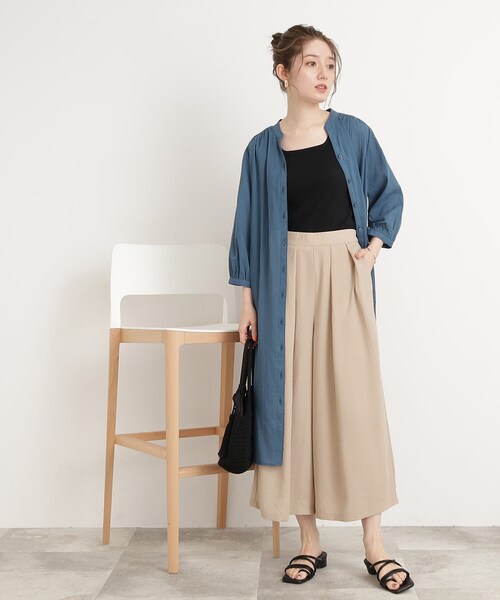 DRESKIP（ドレスキップ）の「◆【接触冷感/低身長〇】楽してキレイ 麻調ガウチョパンツ（その他パンツ・レディース・レモンイエロー/ネイビー/ベージュ/ダークブラウン・03/04/02）」の17枚目の写真